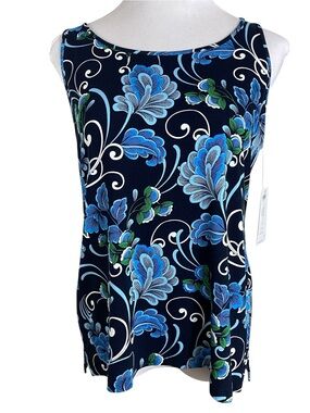 Chico's Womens Tank Top Chicos Size 1 (US Medium) Touch Of Cool Soft Navy Blue